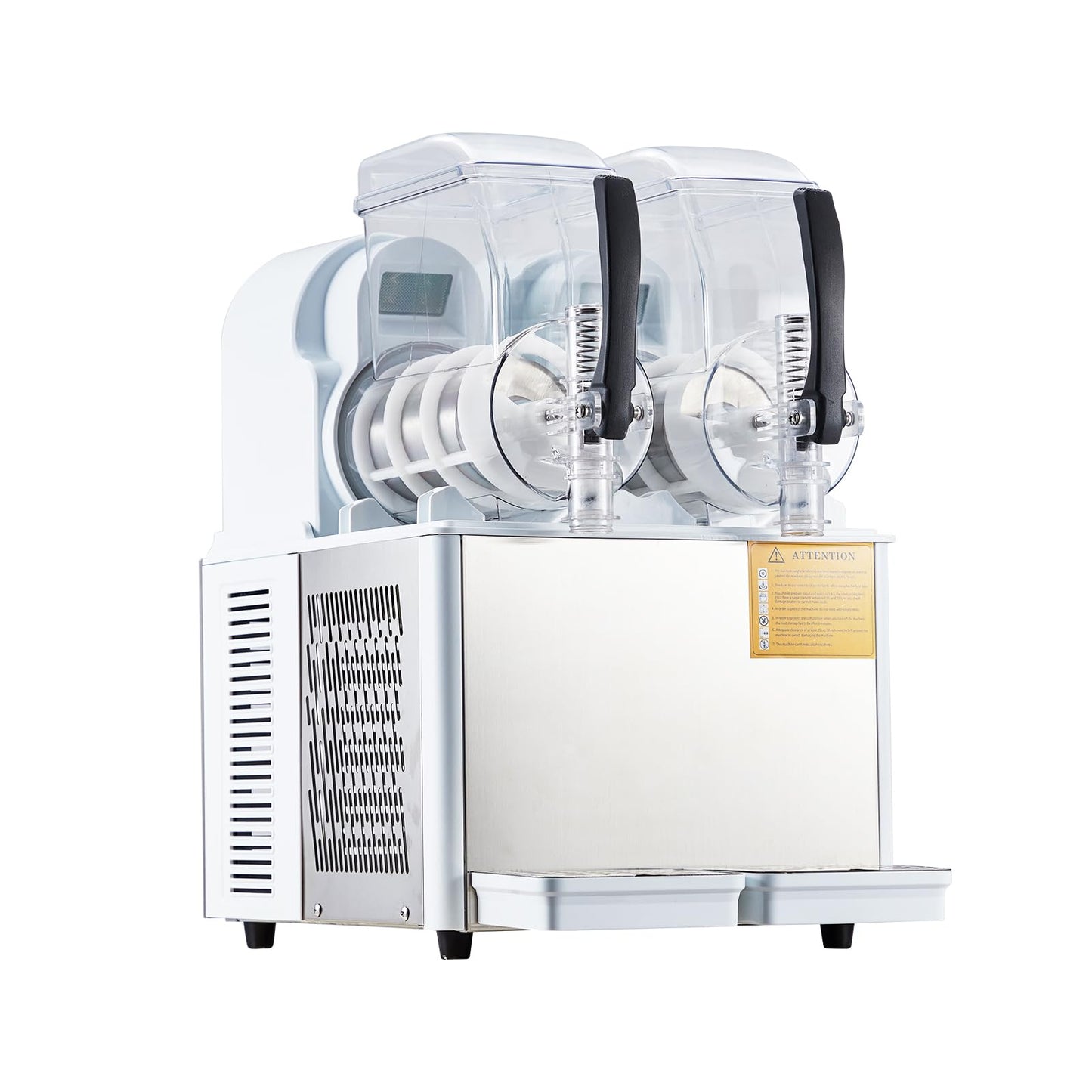 Dual-Tank Commercial Slushie Machine,2 Tank Slushie Machine for Home,4L x 2 Tanks,370W Self-Cleaning Stainless Steel, Simultaneous Two-Flavor Operation, High-Volume Frozen Drink Maker for Cafes & Bars