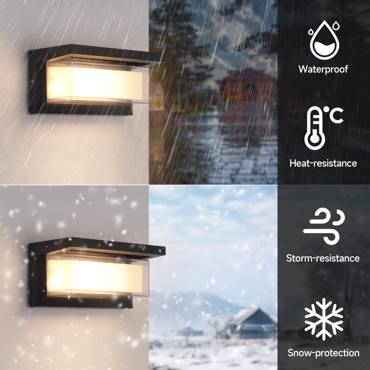 Outdoor Wall Lights Exterior/Interior,Modern Outdoor Porch Lighting Fixtures,15%-100% Dimmable,3CCT 3000K/4000K/6500K,24W Exterior Waterproof Lanterns,Matte Black Indoor Wall Sconce Art Lights 2 Pack