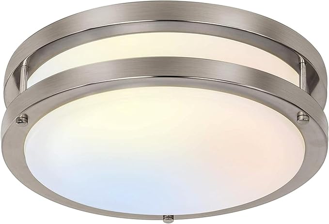 13 inch Flush Mount LED Ceiling Light Fixture, 2700K/3000K/3500K/4000K/5000K Adjustable Ceiling Lights, Brushed Nickel Sat...