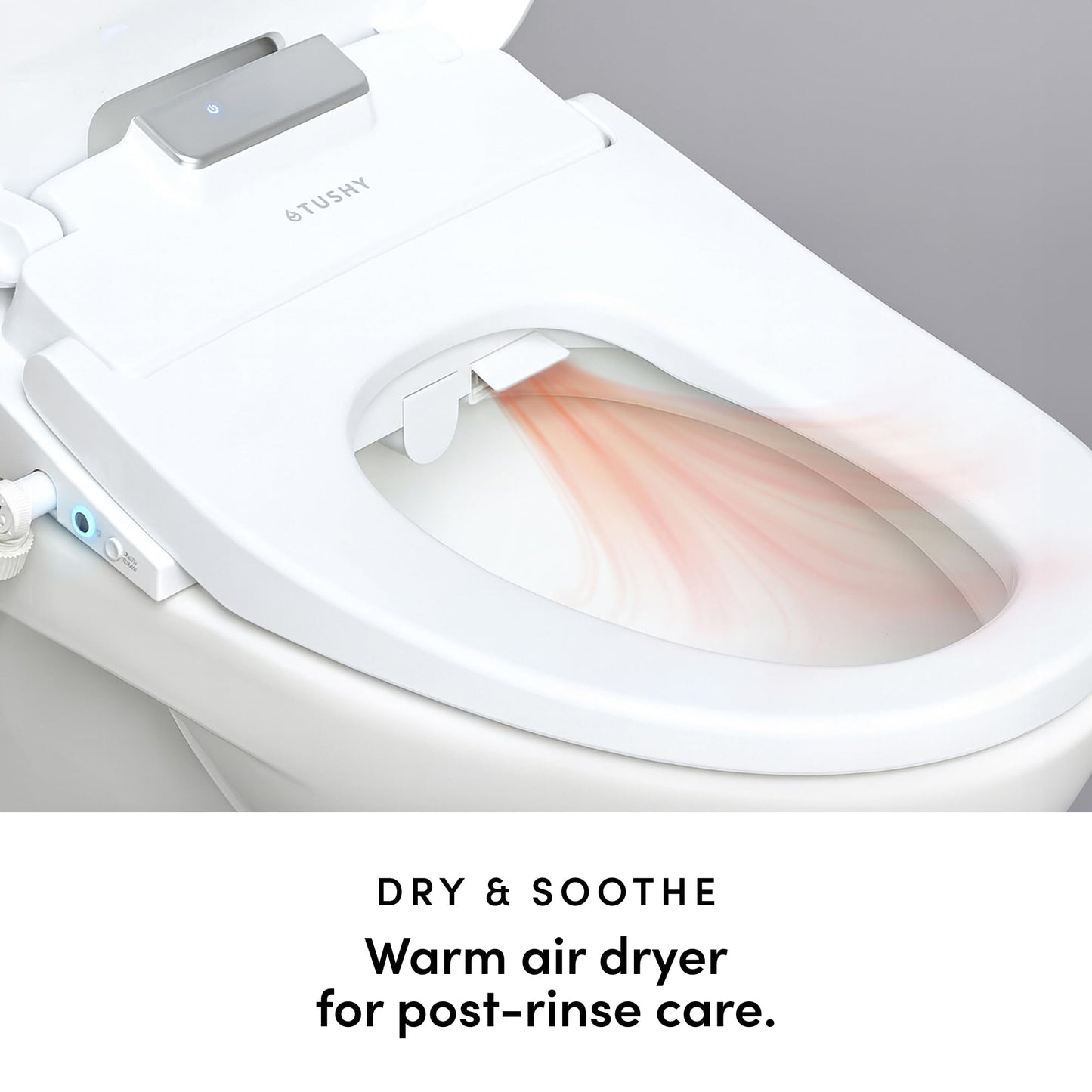 TUSHY Aura Luxury Electric Bidet Seat: Heated Toilet Seat with Temperature Control, Self-Cleaning Nozzle, Instant Adjustable Warm Water & Dryer (Remote Control & Auto Open, Soft Close Lid), Elongated