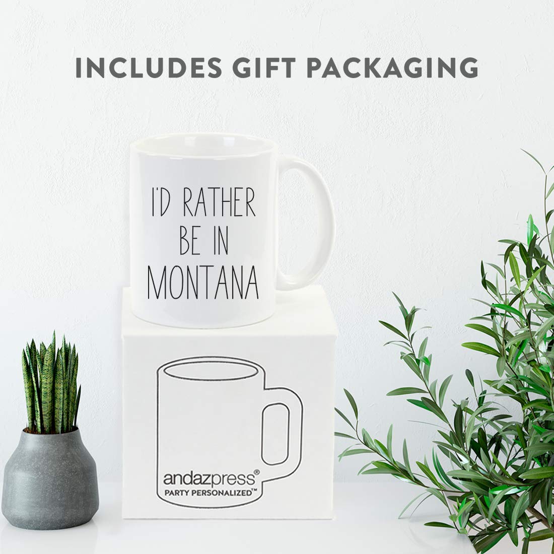 Andaz Press U.S. State 11oz. Coffee Mug Gift, I'D Rather Be In Montana, 1-Pack, Long Distance College Going Away Study Abroad Birthday Christmas Montana Coffee Mug Montana Mug Montana Cup