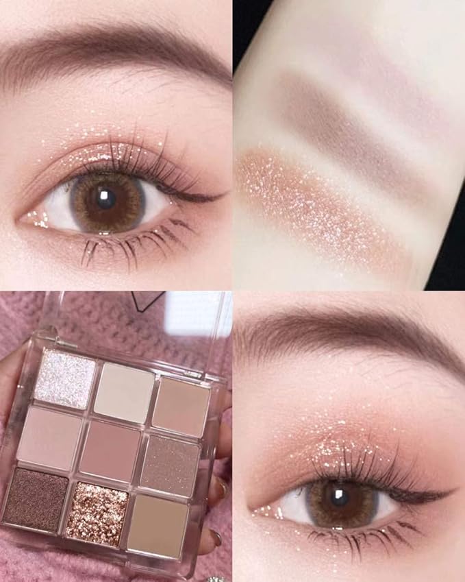 Kayswang 9 colors glitter eyeshadow palette makeup palette matte high pigment color cream texture palette in autumn and winter long lasting and waterproof (4PC), Number Of Items 1, 0.0353 Ounce