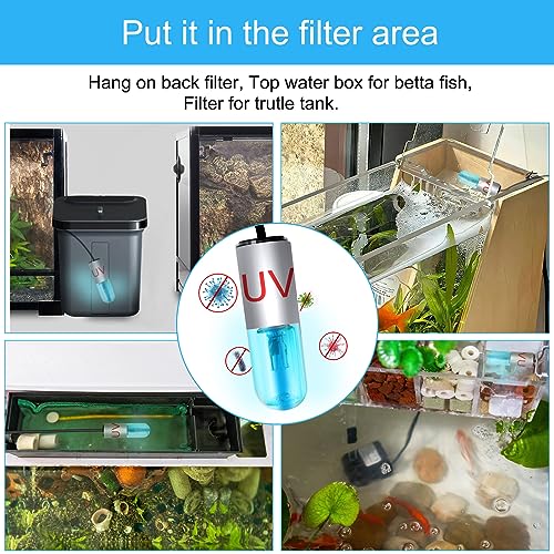 JAHEA Aquarium Clean Light，3 W mini &13W Submersible Light with UV Test Card,Aquarium Water Clean Green Clear Waterproof C...