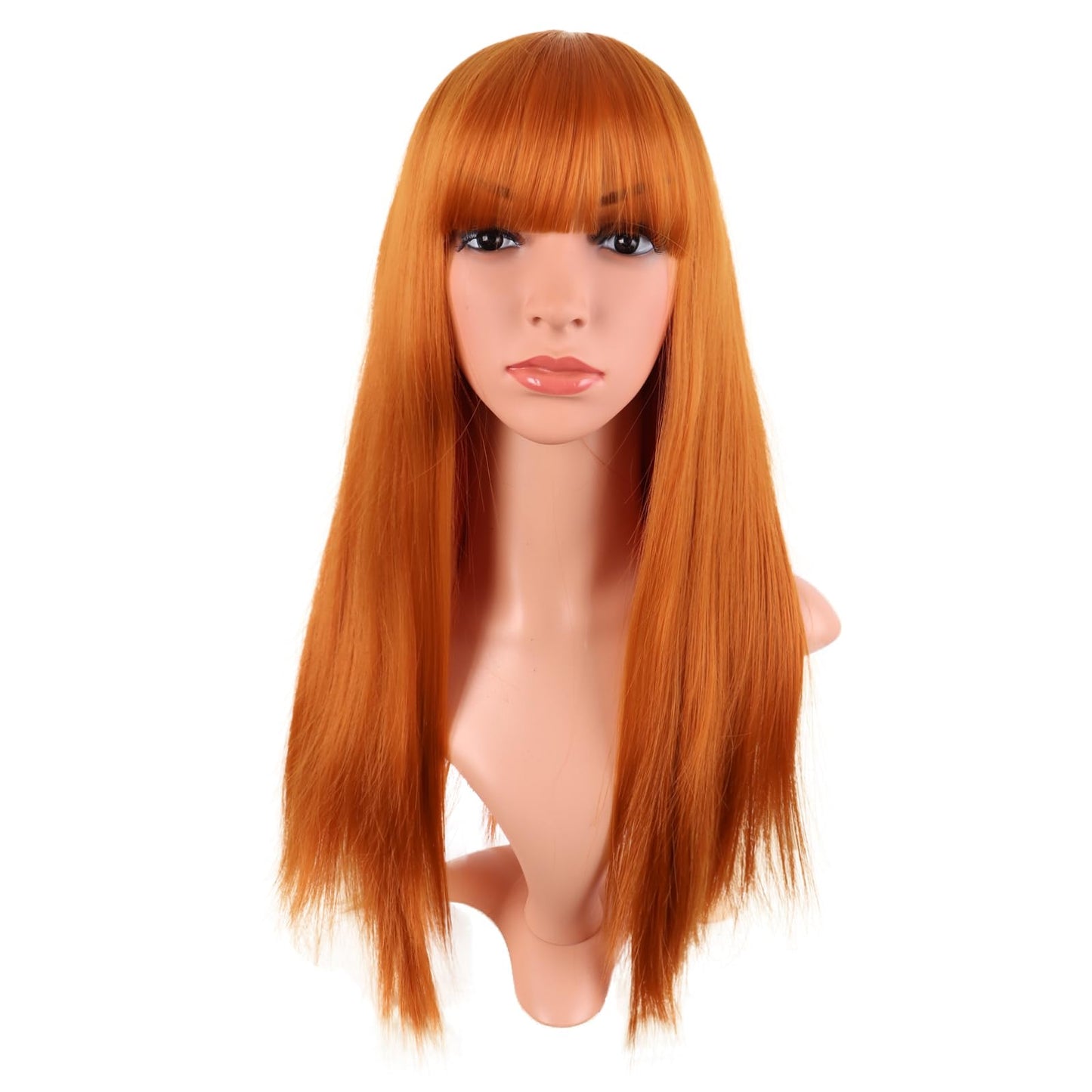 MapofBeauty 24 Inch/60 cm Long Straight Synthetic Hair Heat Resistant Party Cosplay Wig (Light Orange)
