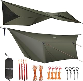 onewind 12×10 ft Hammock Tarp, Ultralight Tarp Silnylon Hammock Rain Fly Lightweight Waterproof Camping Tent Tarp with Doo...