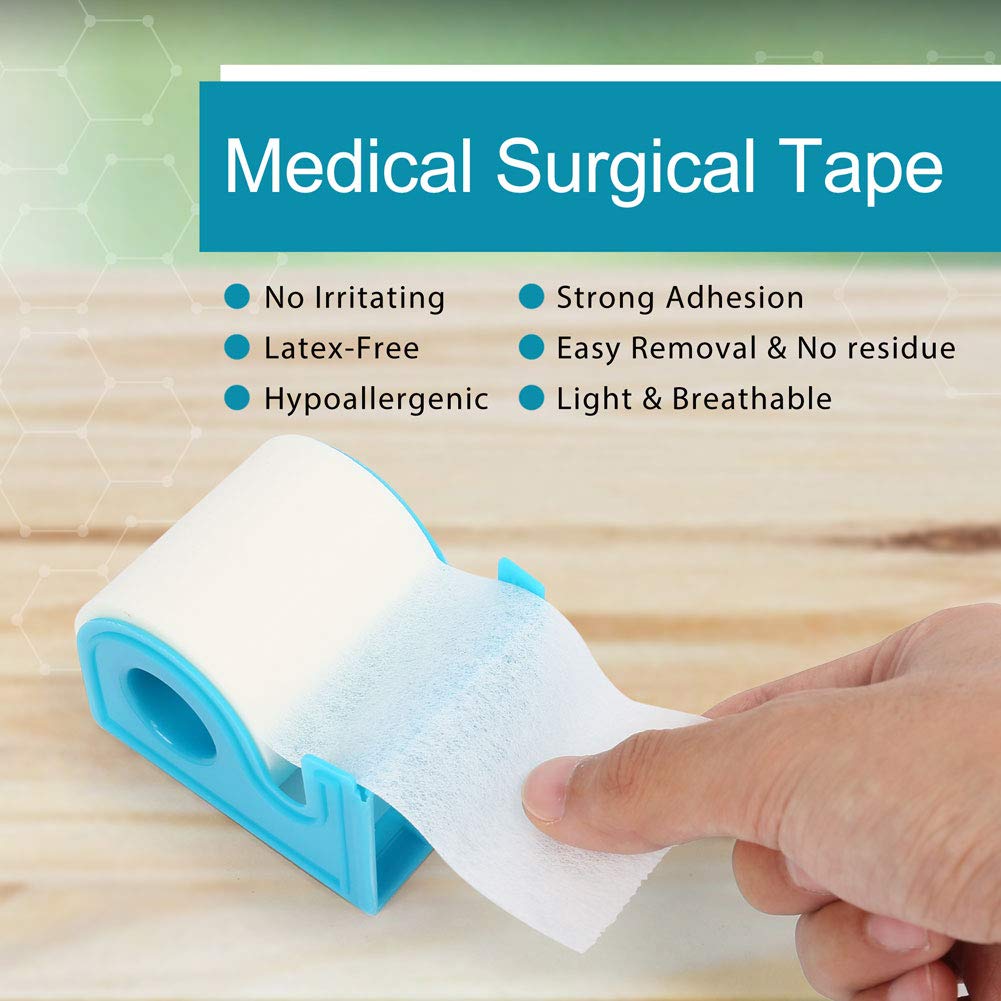 LotFancy Medical Tape, 6Rolls 2inch x 10Yards, Adhesive Hypoallergenic Surgical Paper Tapes, Wound First Aid Tape, 2 Dispensers Included