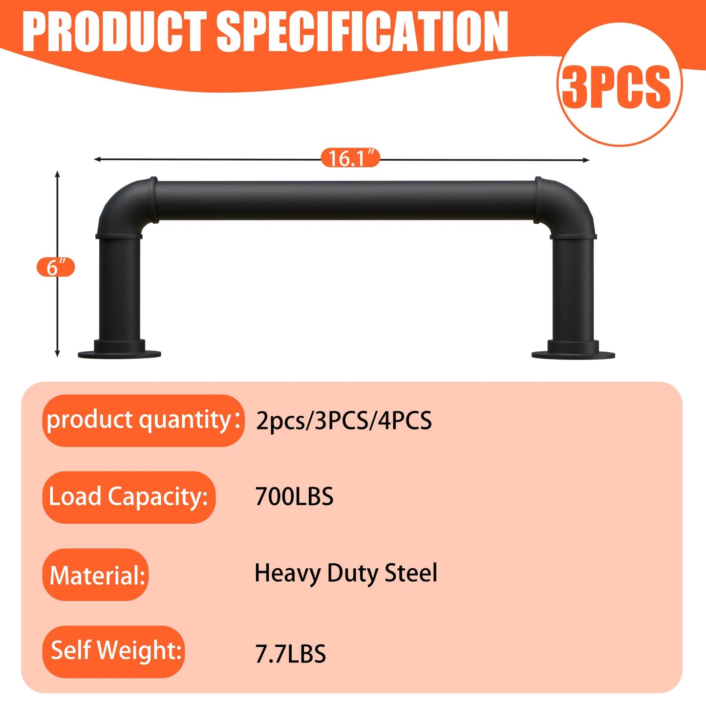 3-Rung Wall Mounted Ladder, Heavy Duty Steel Pipe Fire Escape Ladder for Egress Window & Basement, Black Industrial Hanging
