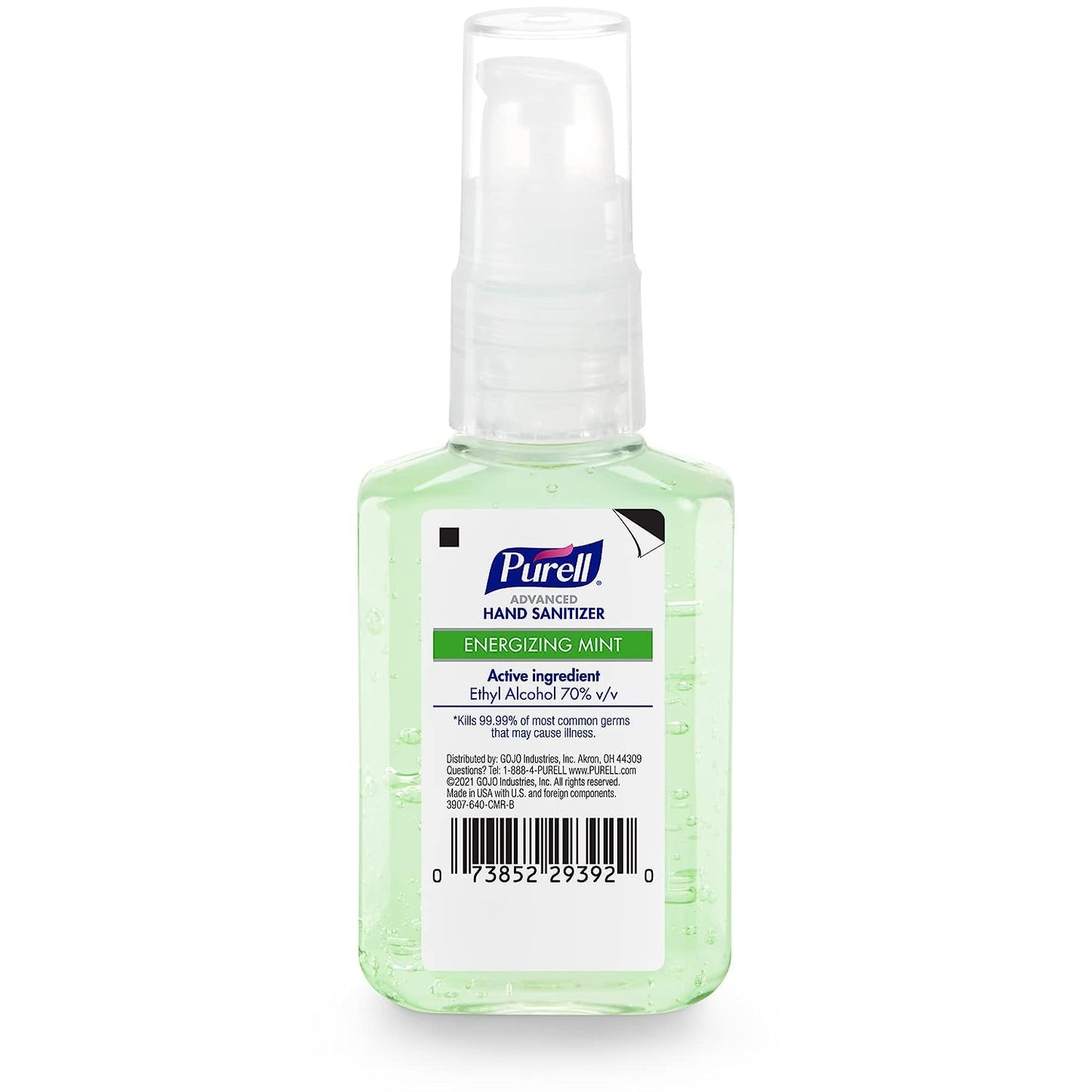 Purell Advanced Hand Sanitizer Gel Infused with Essential Oils, Energizing Mint, 2 fl oz Travel-Size Pump Bottle (Pack of 6) - 3907-04-EC