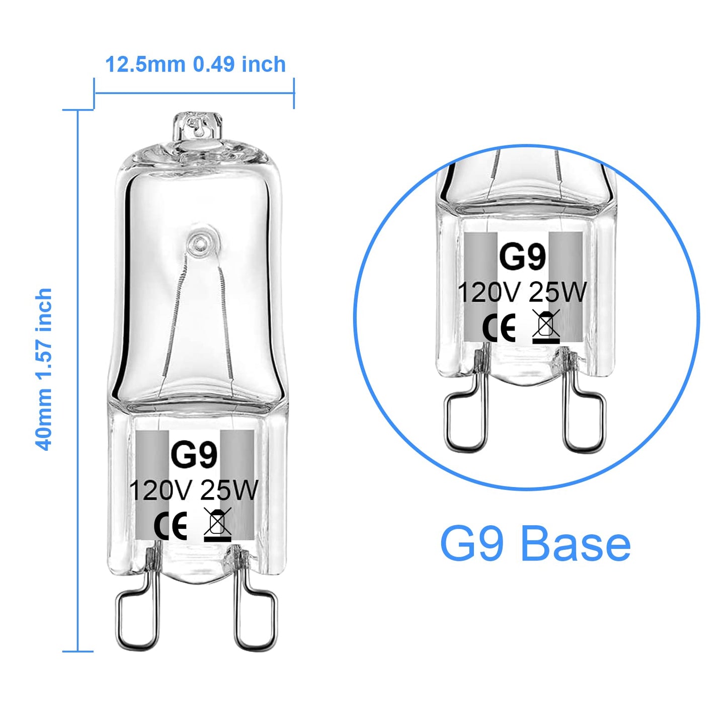 WeshLMPO G9 Bulb 25W G9 Halogen Light Bulbs 2 Pin for Range Hood Lights, Microwave Ovens, Bathroom Light Bulbs, Chandeliers 120V 2700K Warm White 12 Pack