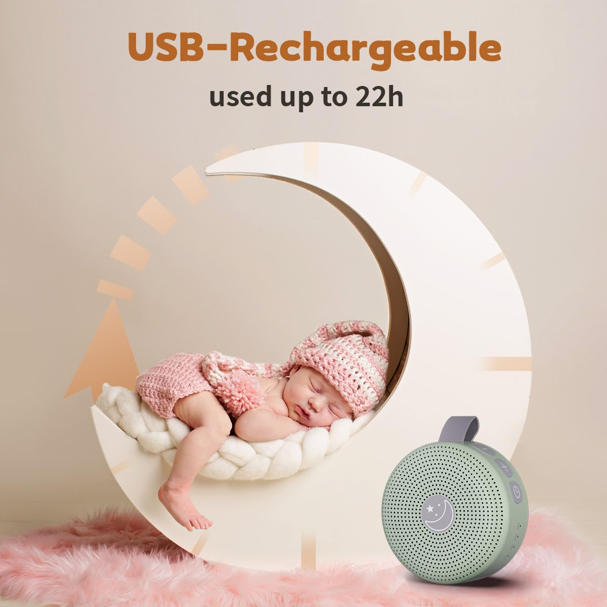 Mini Sound Machine Portable Baby White Noise Machine Brown Noise Machine 30 Soothing Sounds for Kids Adults Auto-Off Timer 32 Volume Levels Battery Sleep Machine for Home Office Privacy