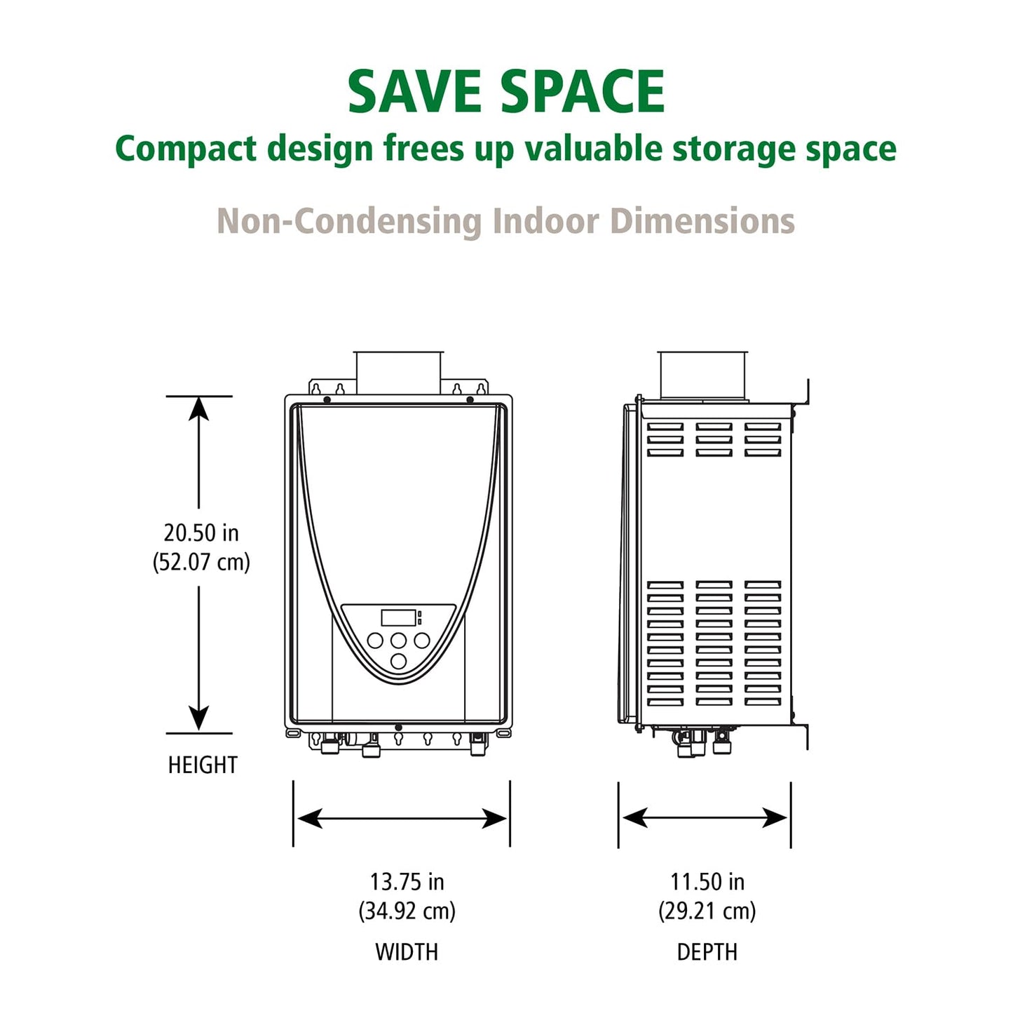 A. O. Smith Tankless Water Heater Gas - On Demand Hot Water - Indoor - 8 GPM - Non-Condensing Natural Gas with X3 Scale Prevention Technology - 190,000 BTU ProLine XE Concentric Vent - ATI-310CX3