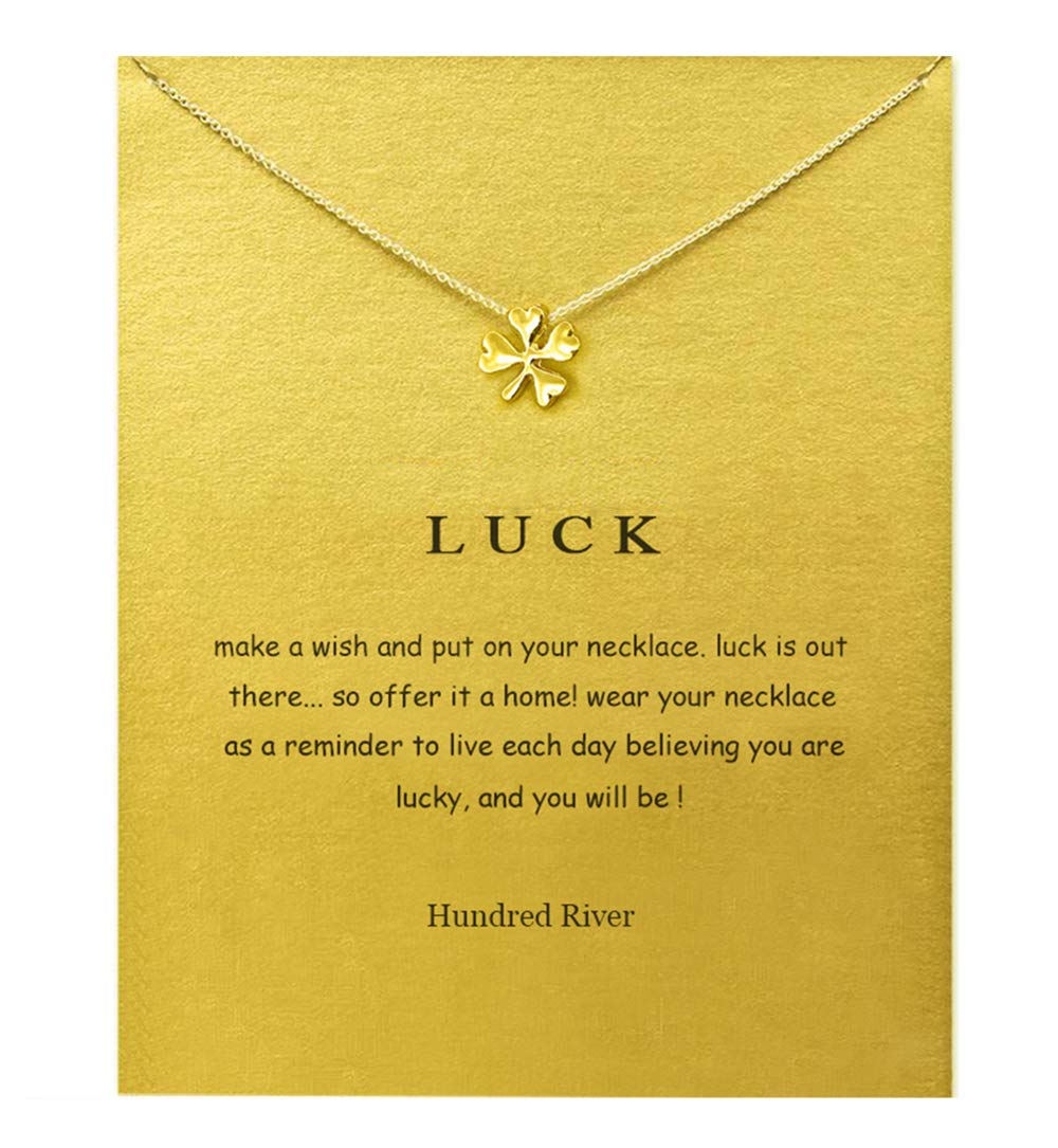 Baydurcan Clover Necklace Good Luck Clover Pendant Chain Necklace with Message Card Gifts for Women (clover)