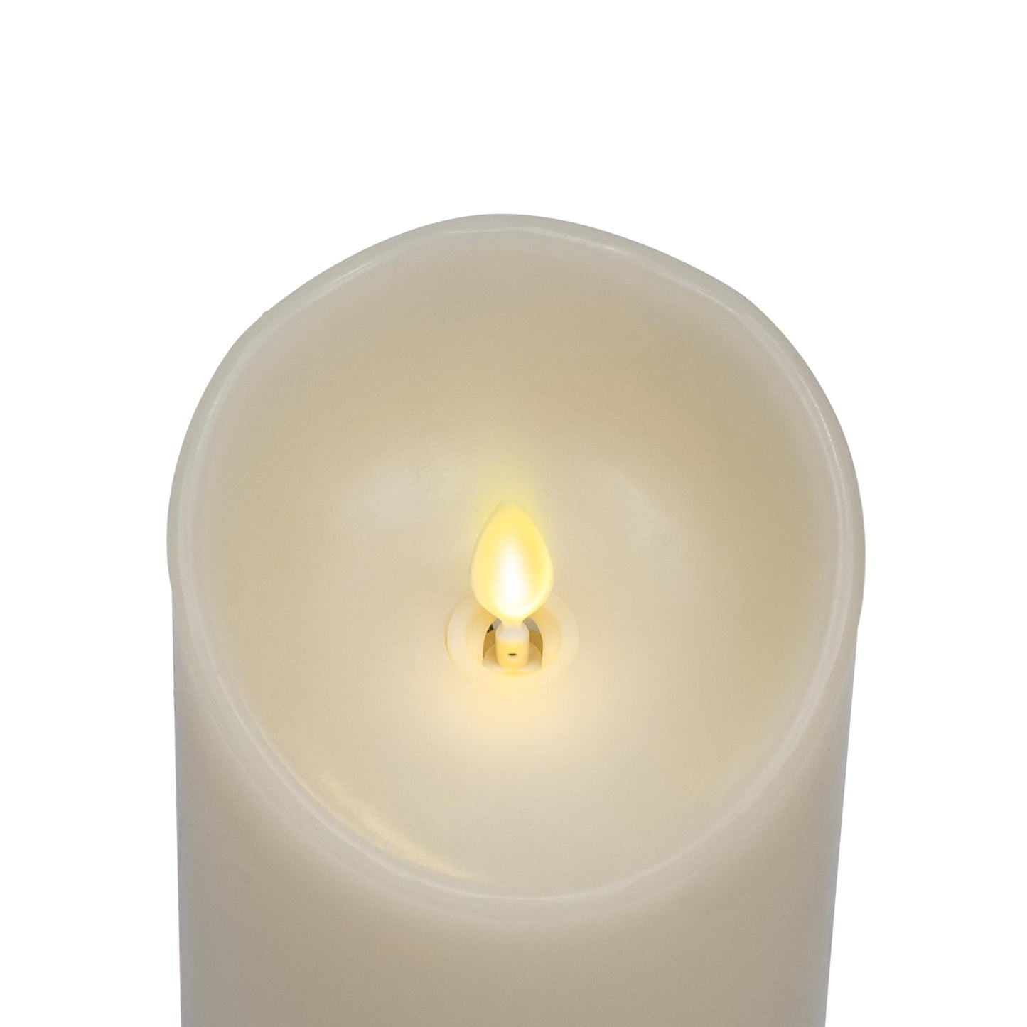 Luminara Scalloped Edge Flameless LED Candle, Ivory 3.5" x 7", Real Wax Pillar, Battery Operated Moving Flame with Timer, Unscented
