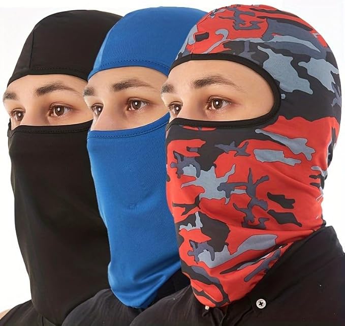 3-Pack Breathable Motorcycle Balaclava - Full Face and Neck Set - Premium All-in-One for Outdoor Sports, Cycling, Cold Wea...