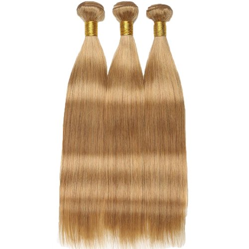 Honey Blonde Straight Bundles Human Hair Color 27 Human Hair Bundles 8A Grade Brazilian Unprocessed Virgin Hair 3 Bundles 18 20 22 Inch Color 27 Straight Bundles