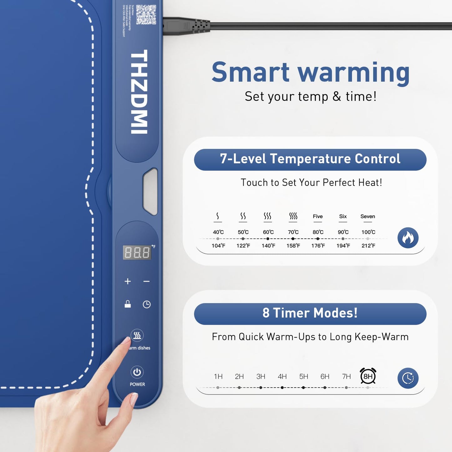 Extra Large Food Warming Mat 40"x16"- Fast Heating Silicone Electric Warming Tray with Raised Feet Protects Table, Roll Up Buffet Hot Plates Heat Pad, Portable Food Warmer for Parties Home Travel