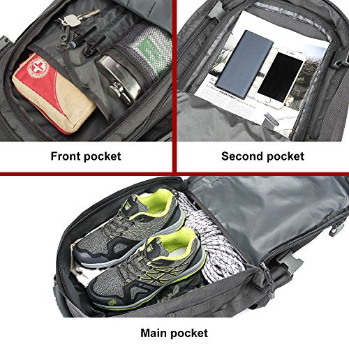 Large 3 Day Expandable 39L-64L Backpack Military Tactical Hiking Camping Daypack