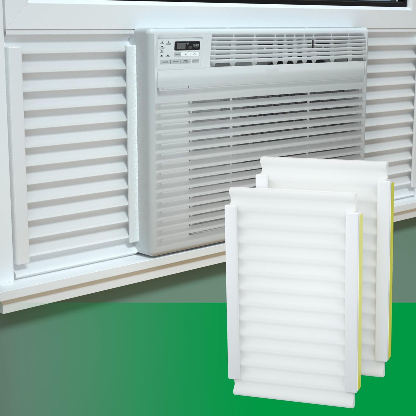 Window Air Conditioner Side Insulated Panel, 2Pic Insulation Panels Window Seal Kit With 4 Pressure Strips, Wintersummer Winter