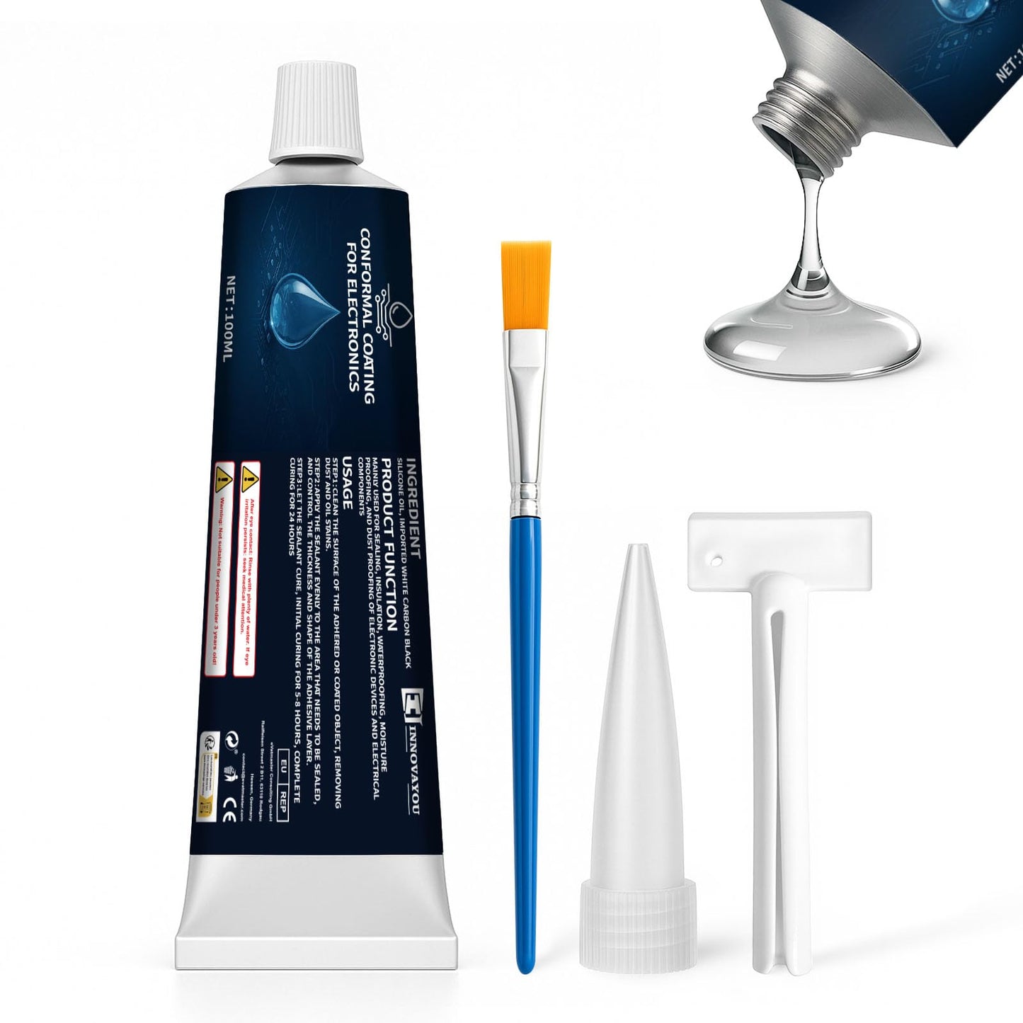1DFAUL 100ml Conformal Coating for Electronics, Silicone Conformal Coating Insulating Sealant, Waterproof, Dust& Moisture Resistant, for Reliable Electronic Components Protection