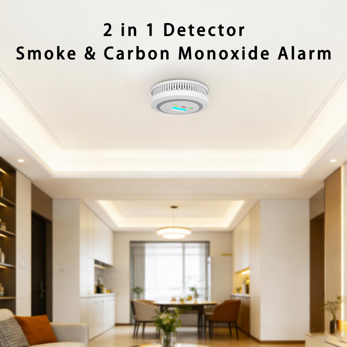 Virtue Sensor Smoke & Carbon Monoxide Detector, 2-in-1 CO Detector Alarm for Home Garage RV with LCD Display Safety Alarm System Audible and Visual Alert