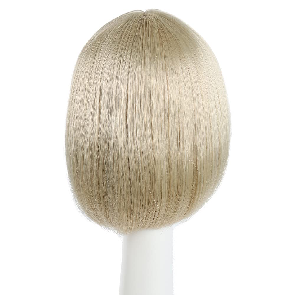 HSPCYGG Bob Wigs Short Daily Blonde Wig with Bangs 10 Straight Synthetic Halloween Costume Cosplay Wigs for Women