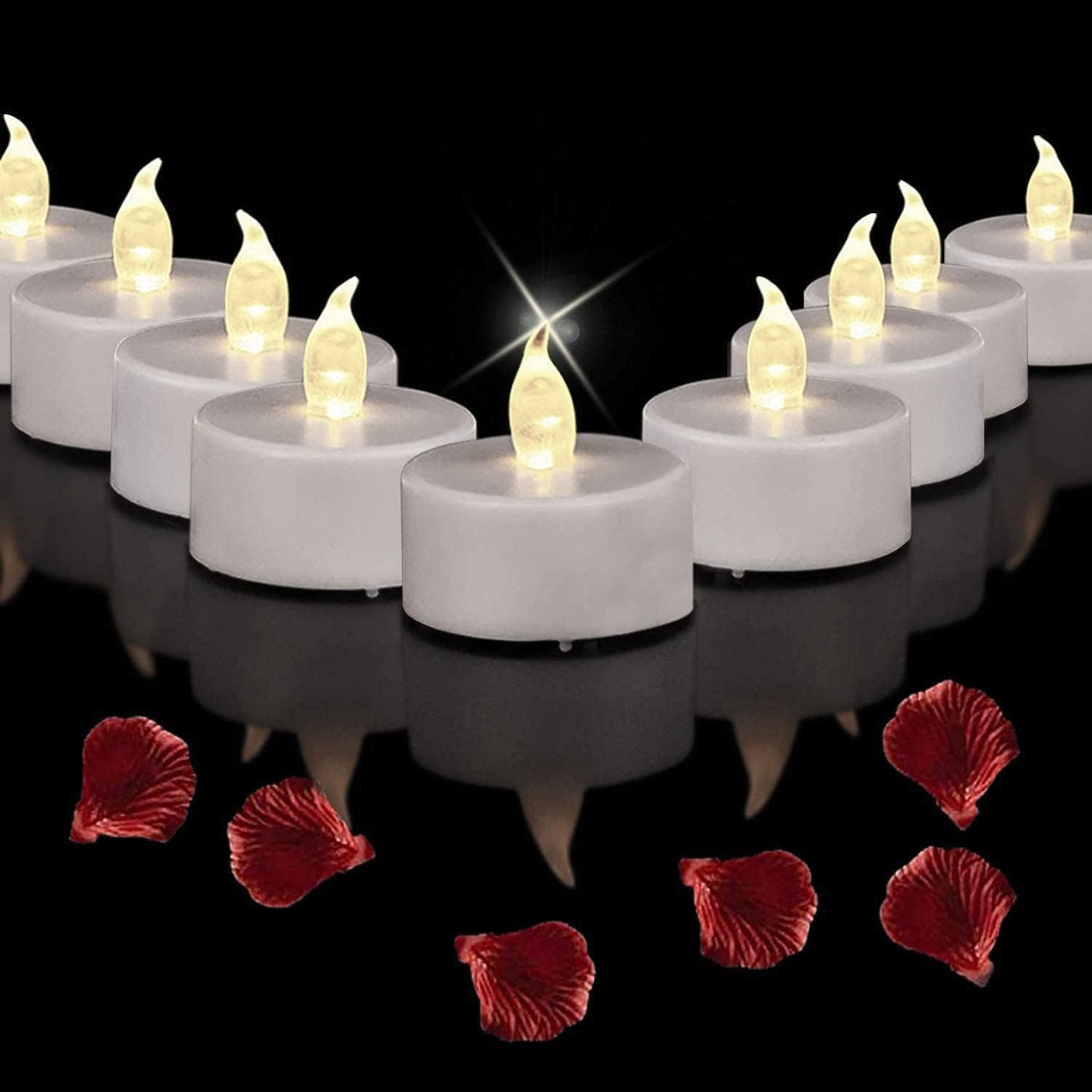 LED Tea Lights Flameless Candles: Battery Operated Bulk 100-Pack Realistic and Bright Flickering Long Lasting 200 Hours Electric Tealight Candles for Home Decor Halloween Christmas Wedding (White)