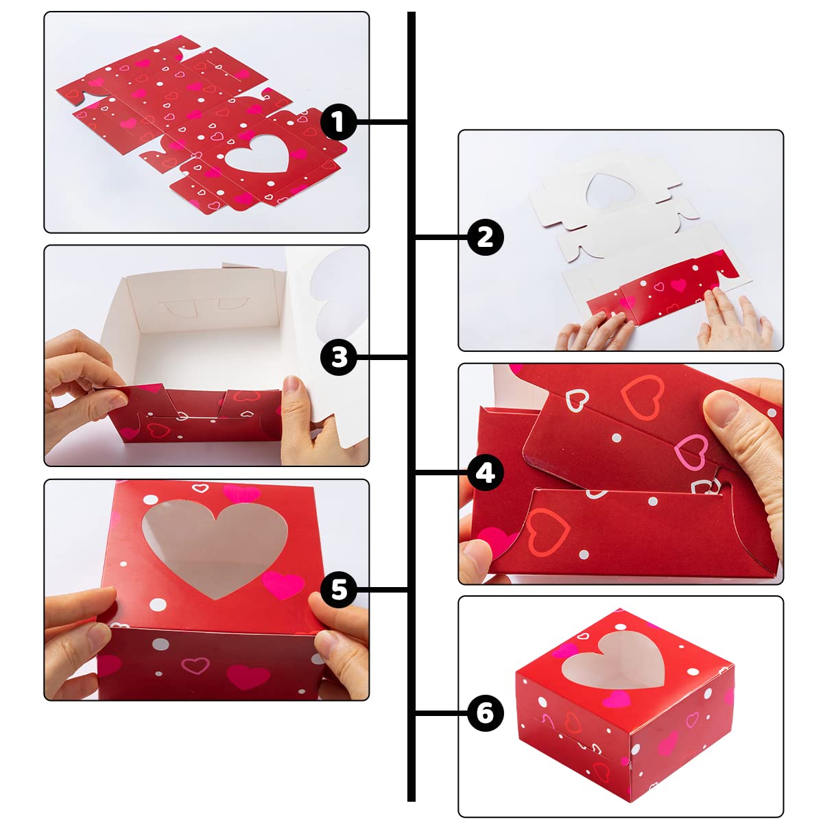 JOYIN 24 Pcs Valentine’s Day Bakery Treat Boxes, Valentines Cupcake Boxes, Cookie Boxes with Window for Holiday Pastries, Doughnut, Cookie, Cupcakes, Brownies, Truffles Gift Giving