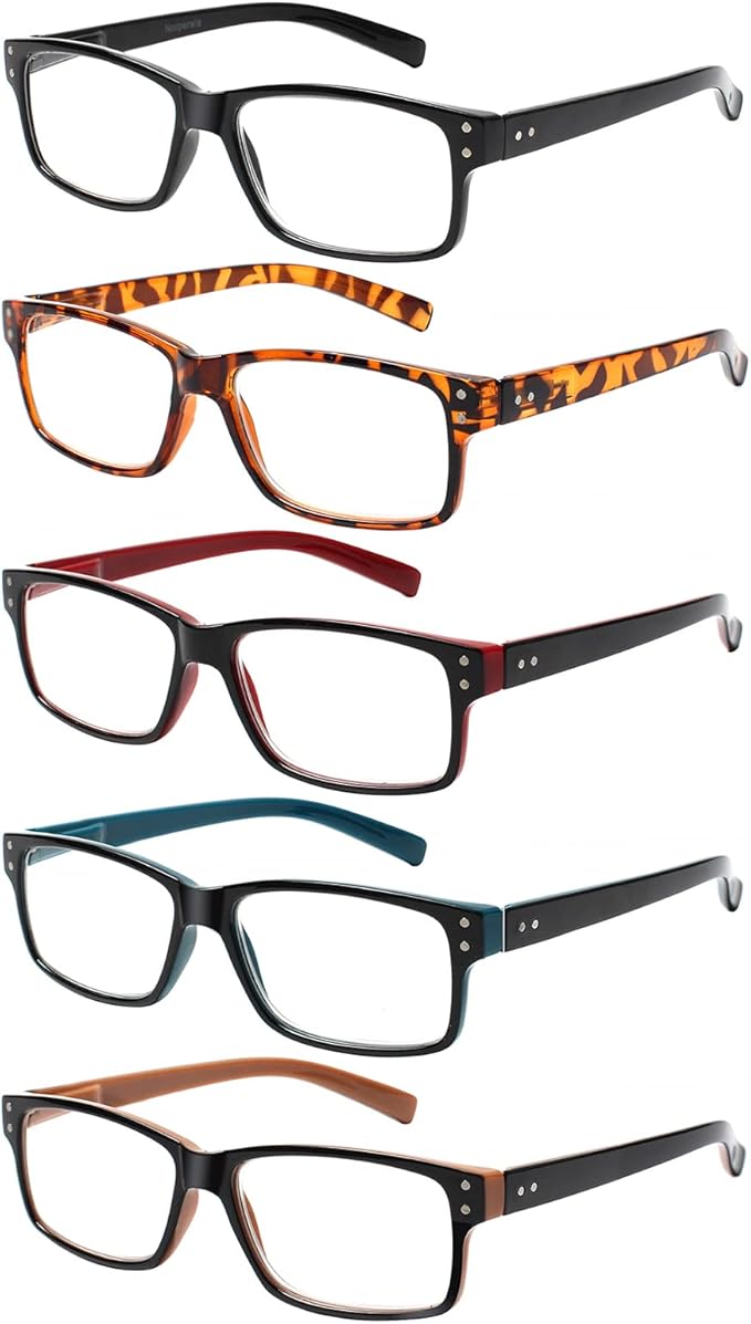 NORPERWIS Reading Glasses 5 Pairs Quality Readers Spring Hinge Glasses for Reading for Men and Women (5 Pack Mix Color -2,...