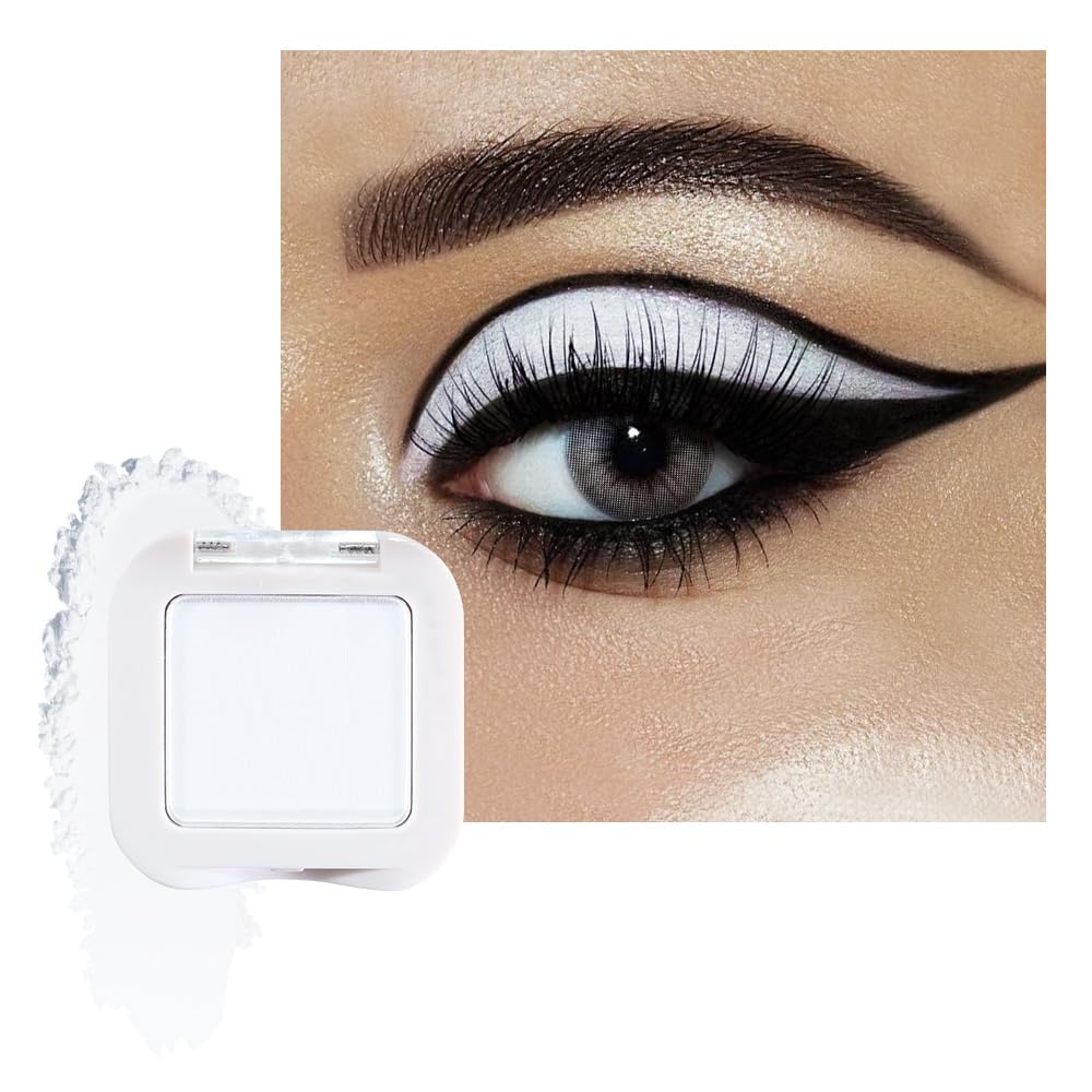 HHLTOH Buildable Matte Eyeshadow Makeup Palette Single - White Shades | Creamy Pressed Powder for Easy Blending | Mini Travel Pa