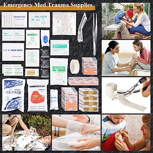 Abpir318 PCS Emergency Survival Kit, Survival Gear and Equipment First Aid Kit Med Supplies for Vehicles Travel Car Campin...