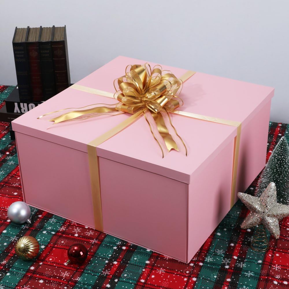 Extra Large Gift Box with Lid 20x20x10 Inches, Large Pink Gift Box Giant Gift Boxes with Lids for Presents Packaging for Birthday Surprise, Christmas, Anniversaries, Wedding Party
