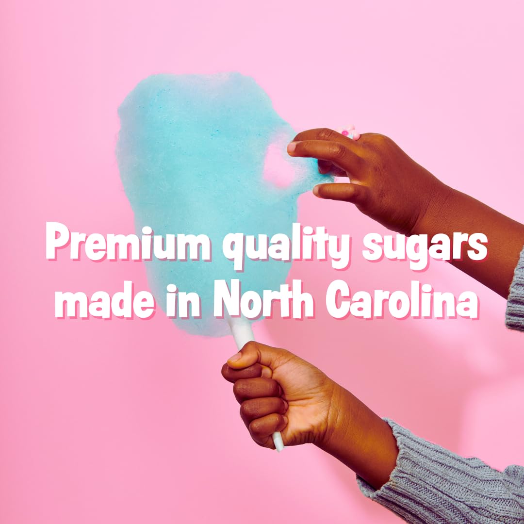 Cotton Candy Express Floss Sugar Variety Pack with 5 - 11oz Plastic Jars of Lime, Watermelon, Pina Colada, Blue Raspberry, Pink Vanilla Flossing Sugars Plus 50 Paper Cotton Candy Cones