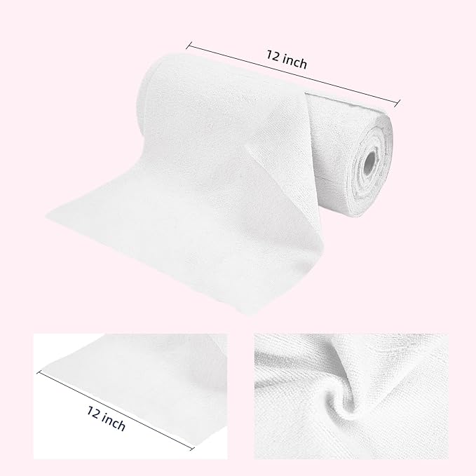 & PLUSH Microfiber Cleaning Cloth Roll - 85 Pack, Tear Away Microfiber Towels, 12" x 12", Reusable, Washable, Streak Free, Ultra Absorbent Dish Rags for Car, Home, Garage or Shop (White)