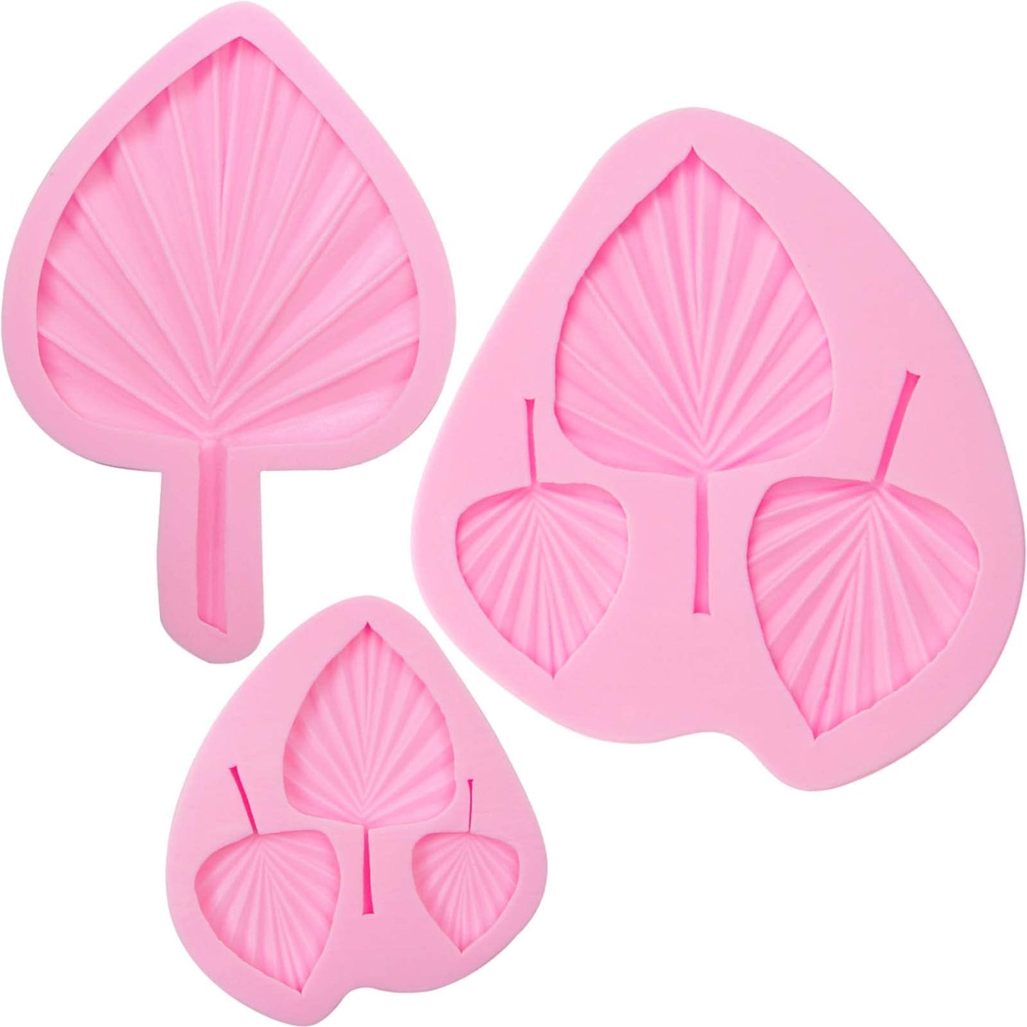 Palm Leaf Chocolate Silicone Molds, 3 Packs Boho Fan Candy Molds for Boho Theme Cake Decoration Cakepops Cupcake Toppers Sugar Cookies