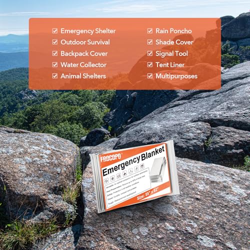 Frocopo 6 Pack Emergency Mylar Blanket, Emergency Blanket Space Blanket Survival Rescue Insulating Reflective foil kit Out...