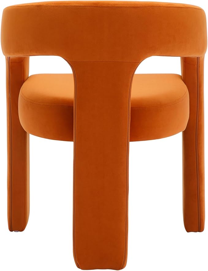 DAYALANE Modern Barrel Dining Chair, Upholstered Accent Kitchen Chair with Arms Comfy Velvet Side Chair for Living Room/Home Office/Reception, Orange