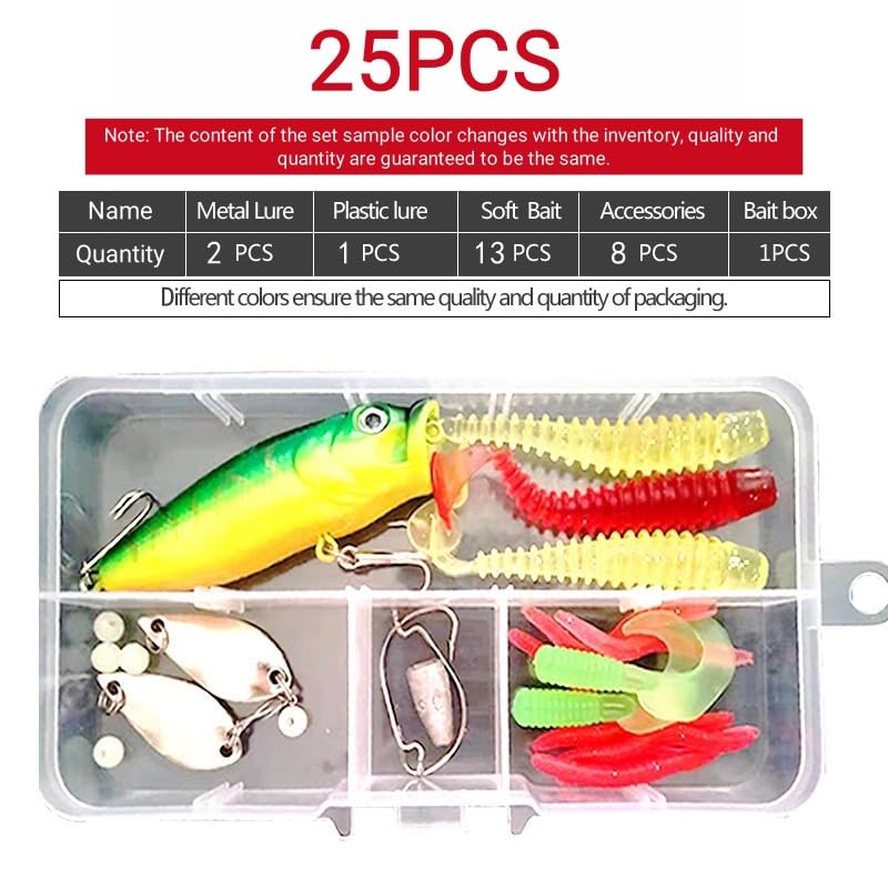 1Set Topwater & Slow Sinking Lure Set-Lures-Baits- Attractants-Spoons-for Bass Trout Salmon-Angling Enthusiasts