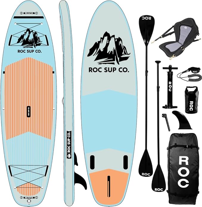 Roc Inflatable Stand Up Paddle Boards with Premium SUP Paddle Board Accessories, Wide Stable Design, Non-Slip Comfort Deck...