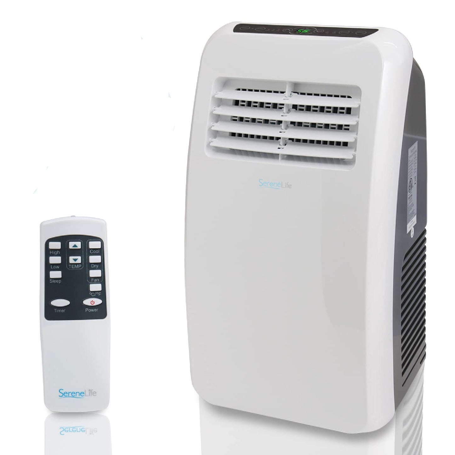 SereneLife Portable Air Conditioner, Dehumidifier & Fan | 3-in-1 8,000 BTU AC With Temperature Ranges 64°F–90°F & Cools 350 SQ FT | Includes 3 Fan Speeds, Remote Control, & Window Exhaust Kit | White