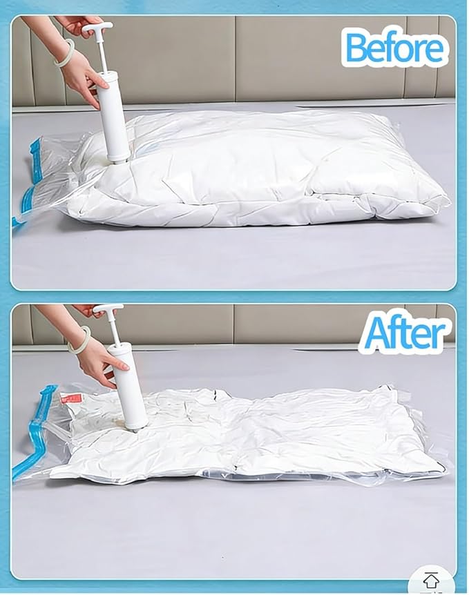 Vacuum Storage Bags for Travel and Home,Space Saver Bags for Clothes,(with Hand Pump, Large, 8-Pack 50 * 70)
