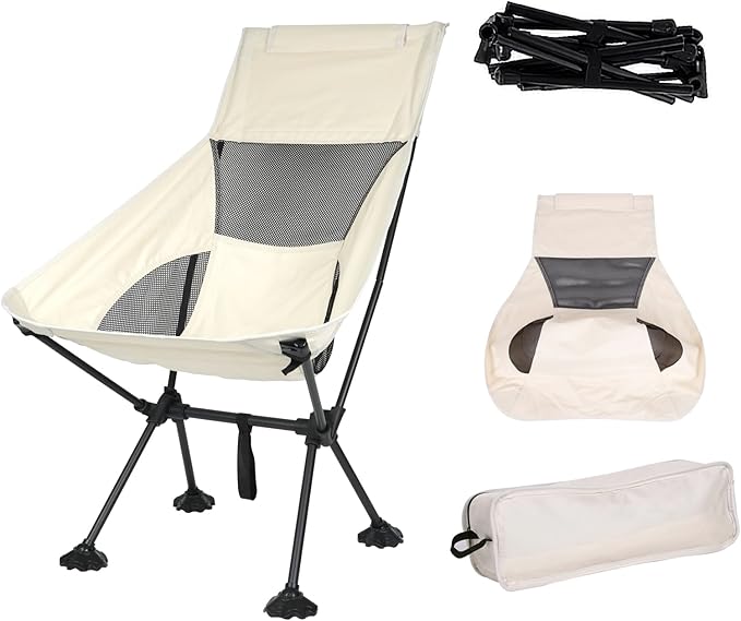 IEJ Ultralight High-Back Camping Chair - Portable Folding Backpacking Chair with Anti-sag Footmuffs, Supports up to 300 lb...