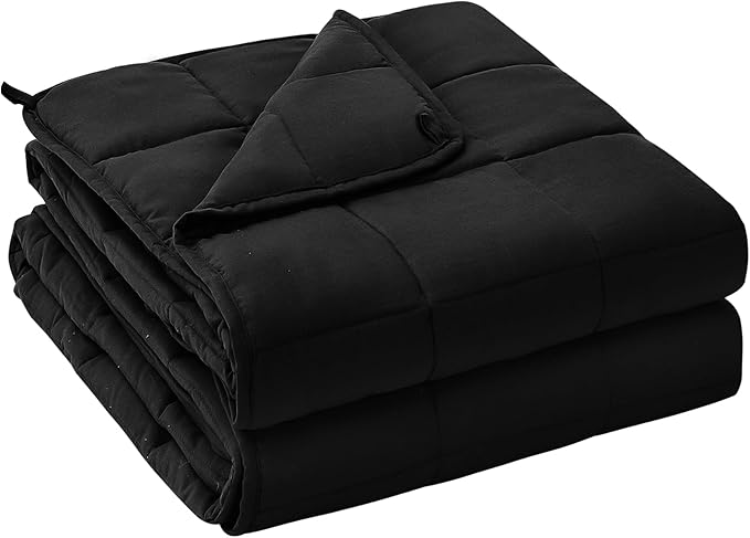 yescool Weighted Blanket for Adults (15 lbs, 60" x 80", Black) Cooling Heavy Blanket for Sleeping Perfect for 140-160 lbs, Queen Size Breathable Blanket with Premium Glass Bead, Machine Washable