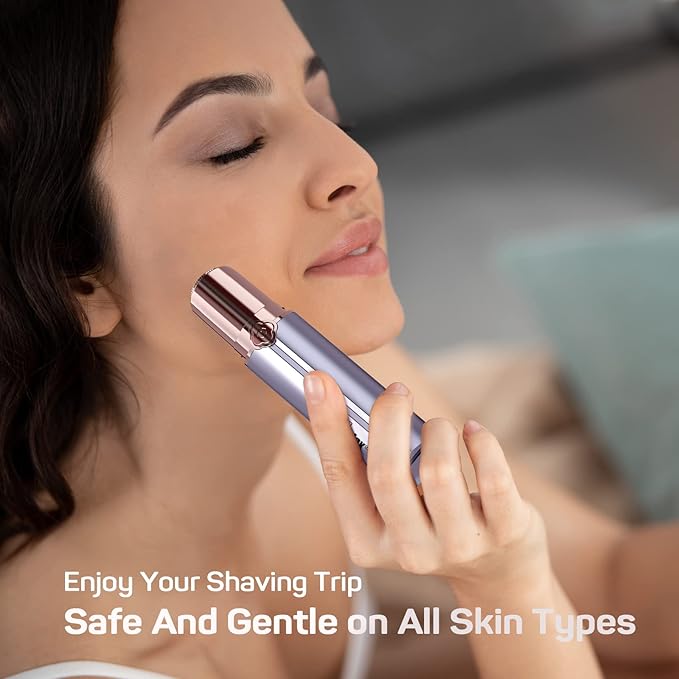 Face Razors for Women(2024), Gurelax Hair Remover for Face, Painless Facial Hair Removal for Women, Rechargeable Hair Removal Device for Face, Upper Lip, Chin, Included 2 x Replacement Heads