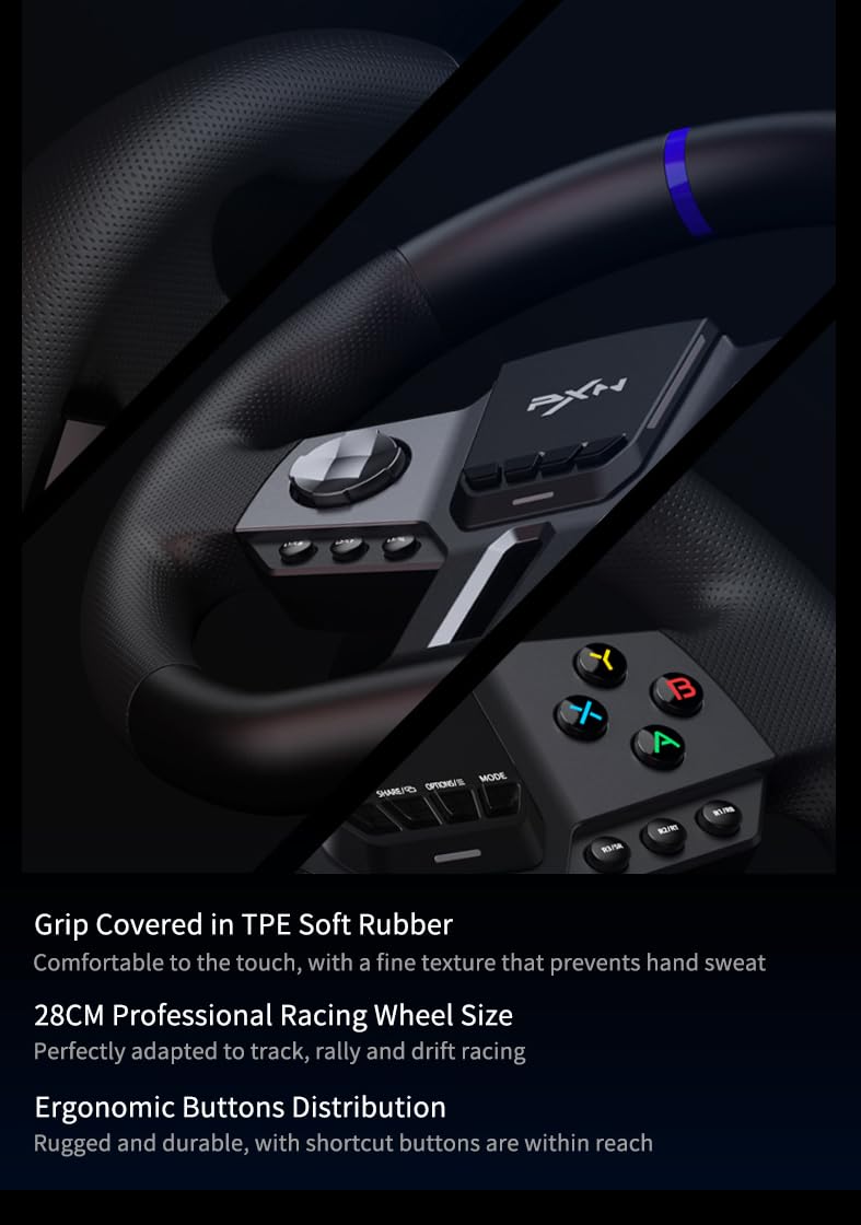 PXN V9 Gen2 Gaming Racing Wheel With magnetic Pedals and Shifter 270/900° Dual-Vibration Driver free, sim car Driving pc Steering Wheel for PC,PS4,PS3,Xbox one, Xbox Series X/S switch