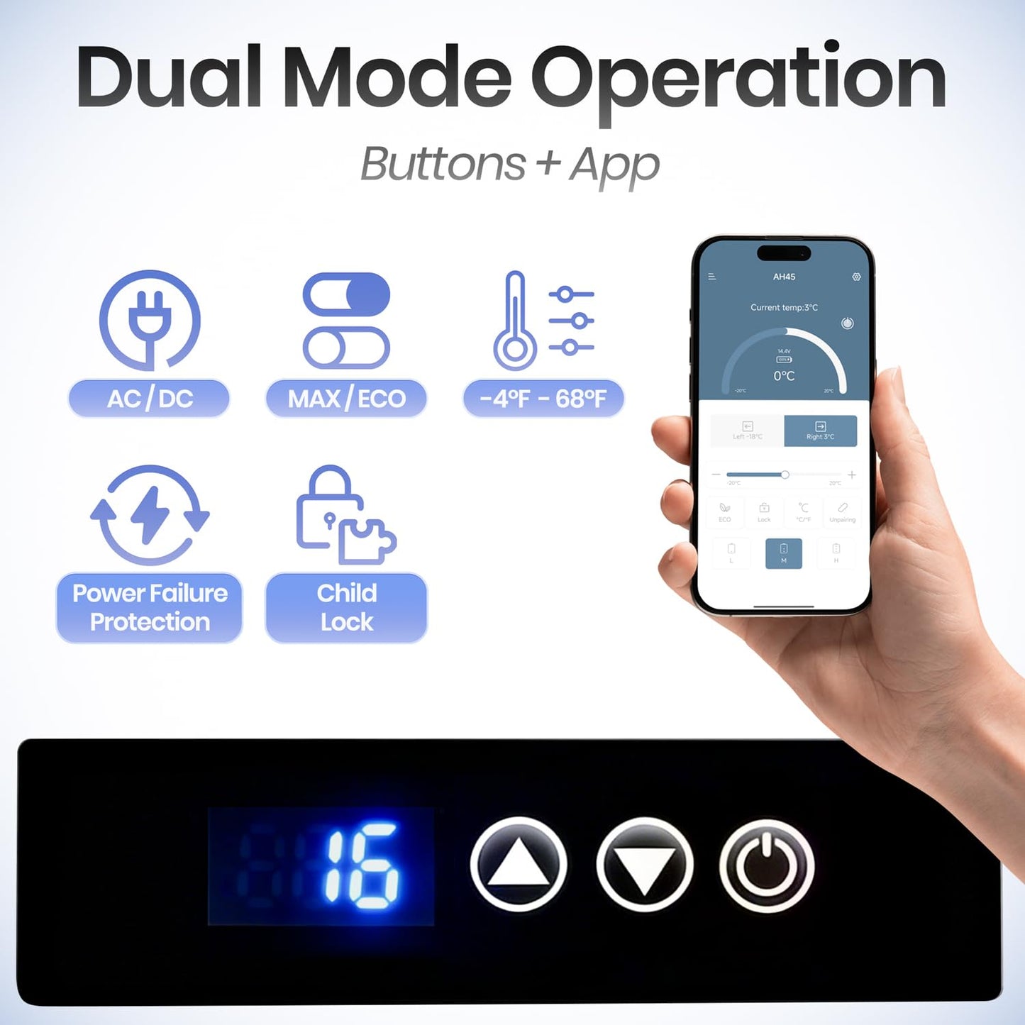 ROVEROLL Tesla Cooler Model Y, 37 Quart Portable Car Refrigerator Trunk Fridge Freezer with App, Control Panel, LED Light, 12/24V DC&120~240V AC, for Tesla, Home, Outdoor, Camping, -4℉~68℉