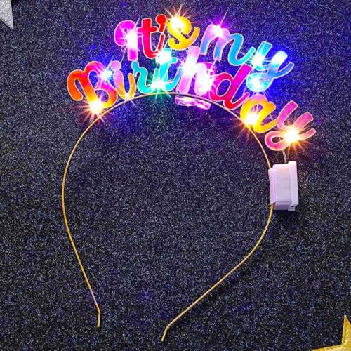 Zoestar Light Up Happy Birthday Headband Led It's My Birthday Hair Accessories for Women