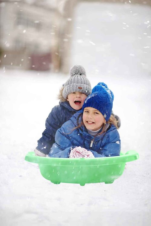 Superio Toboggan Snow Sled- 46” Plastic Open Back Sled for Kids and Adults- Heavy Duty Sled with Hole for Pull Ropes (Ropes Excluded) for Downhill Sledding, Winter Outdoor Sports, (Red, Green, Black)