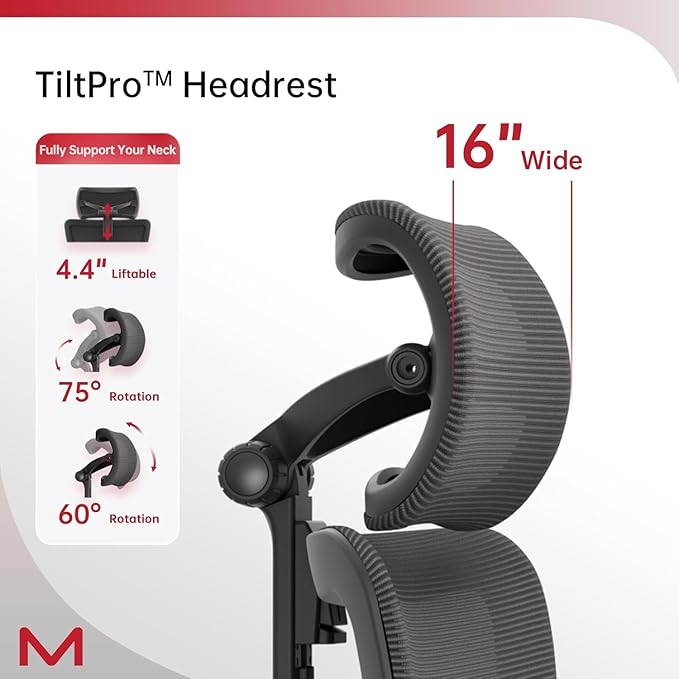 Motostuhl S3P Ergonomic Office Chair with High-Density Foam Seat & VTS Sliding Backrest - High Back Desk Chair with 150° Recline, 3D Cantilever Headrest, Adaptive Lumbar Support for Home Office