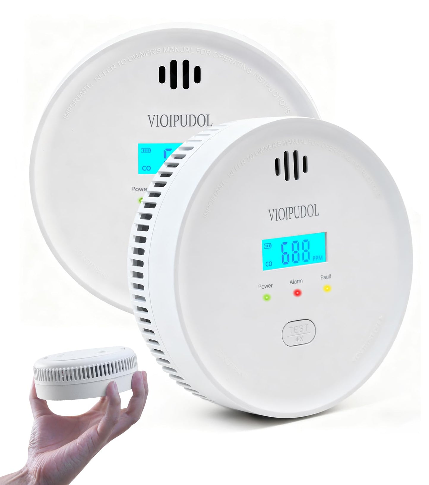 Smoke and Carbon Monoxide Detector with Digital Display, 10-Year Lifespan with Replaceable Lithium Battery, Photoelectric Fire Alarm and Electrochemical CO Alarm with Test/Silence Button, 2 Pack