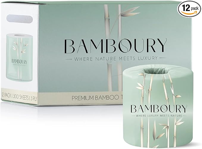 Bamboo Toilet Paper - Premium & Luxurious Eco Choice – FSC Certified, BPA Free, Biodegradable Packaging (12 Pack)